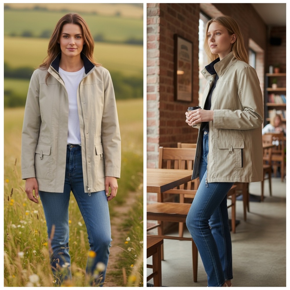 Mackintosh Beige Jacket Women's Size‎ M Outerwear Rain Coat Chore Barn Jacket